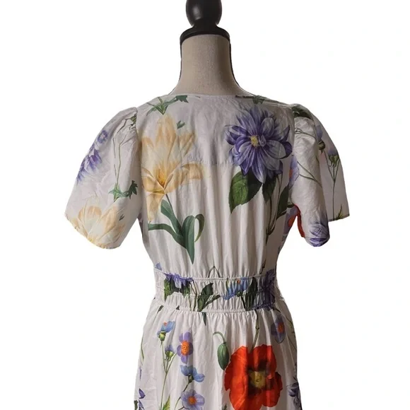 Maeve by Anthropologie Somerset Maxi Floral Dress White Cotton Lined Size M - Picture 11 of 16